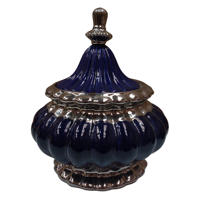 Sopera Porcelana Yemanja 29 x 24 cm (Azul con plateado) 12 in